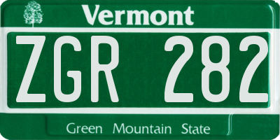VT license plate ZGR282