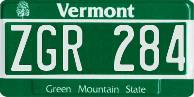 VT license plate ZGR284