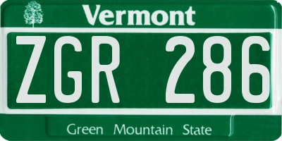 VT license plate ZGR286