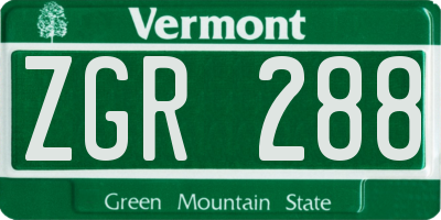 VT license plate ZGR288