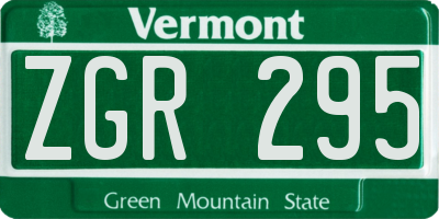 VT license plate ZGR295