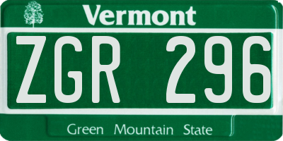 VT license plate ZGR296