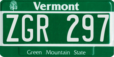 VT license plate ZGR297