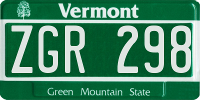 VT license plate ZGR298
