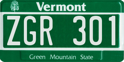 VT license plate ZGR301