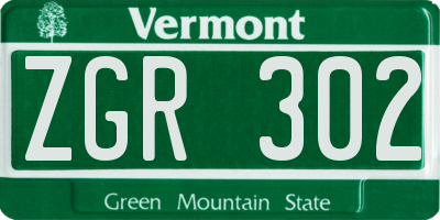 VT license plate ZGR302