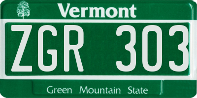 VT license plate ZGR303