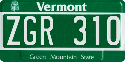 VT license plate ZGR310