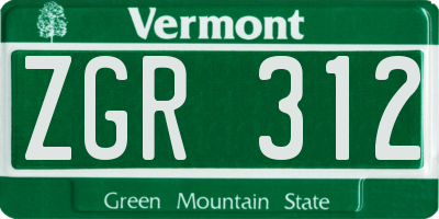 VT license plate ZGR312