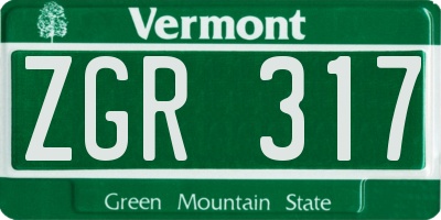 VT license plate ZGR317