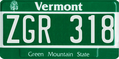 VT license plate ZGR318