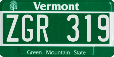 VT license plate ZGR319