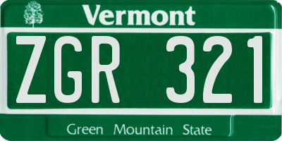 VT license plate ZGR321