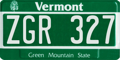 VT license plate ZGR327