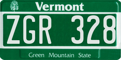 VT license plate ZGR328