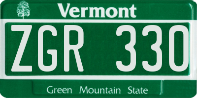 VT license plate ZGR330