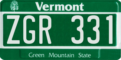 VT license plate ZGR331