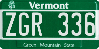 VT license plate ZGR336