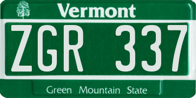 VT license plate ZGR337