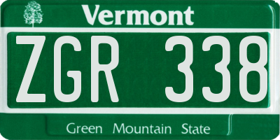 VT license plate ZGR338