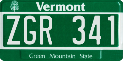 VT license plate ZGR341