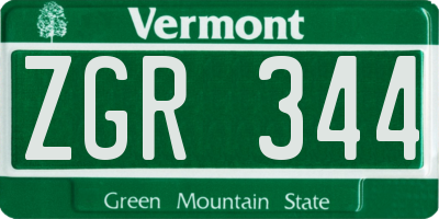 VT license plate ZGR344