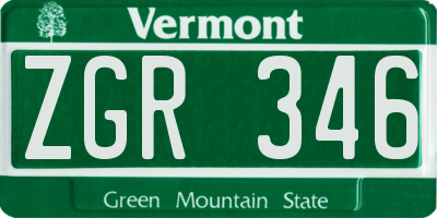 VT license plate ZGR346