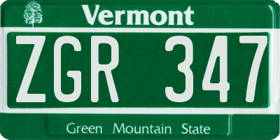 VT license plate ZGR347