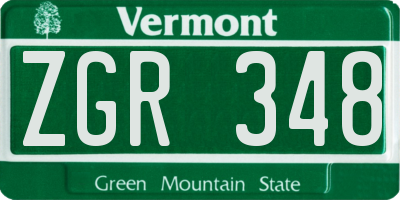 VT license plate ZGR348