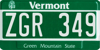 VT license plate ZGR349