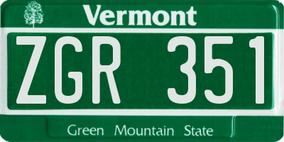 VT license plate ZGR351