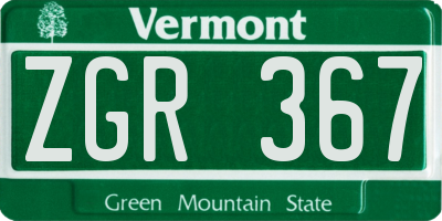 VT license plate ZGR367