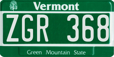 VT license plate ZGR368