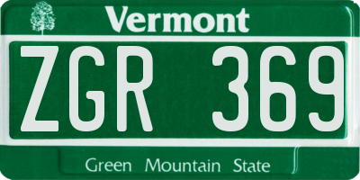 VT license plate ZGR369