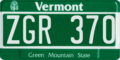 VT license plate ZGR370