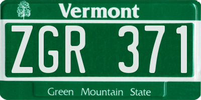 VT license plate ZGR371