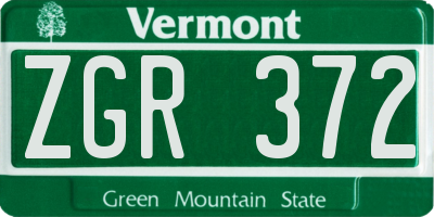 VT license plate ZGR372