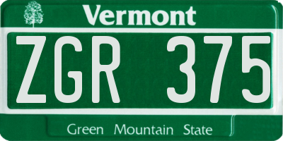 VT license plate ZGR375