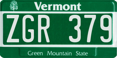 VT license plate ZGR379