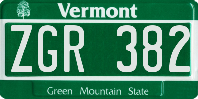 VT license plate ZGR382