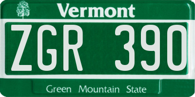 VT license plate ZGR390