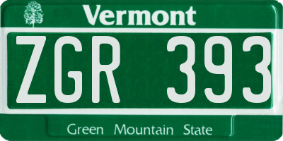 VT license plate ZGR393