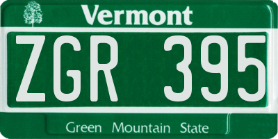 VT license plate ZGR395