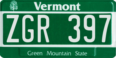 VT license plate ZGR397