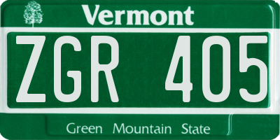 VT license plate ZGR405