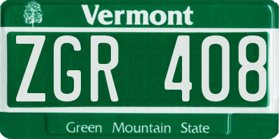 VT license plate ZGR408