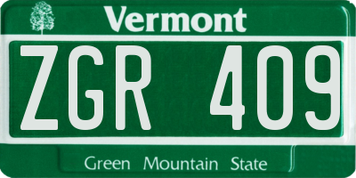 VT license plate ZGR409