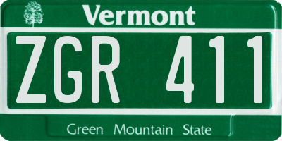 VT license plate ZGR411