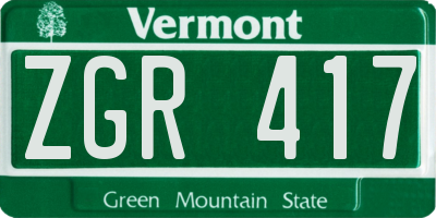 VT license plate ZGR417
