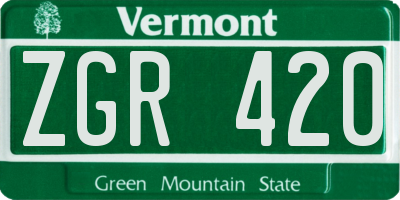 VT license plate ZGR420
